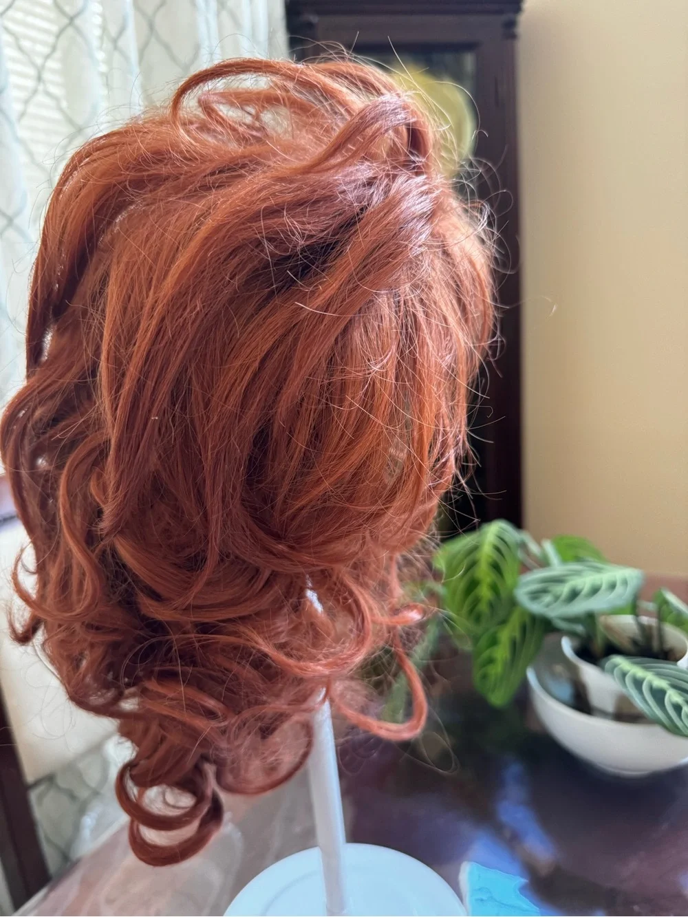 Copper Curly Bob Wig with Bangs - Women Hair